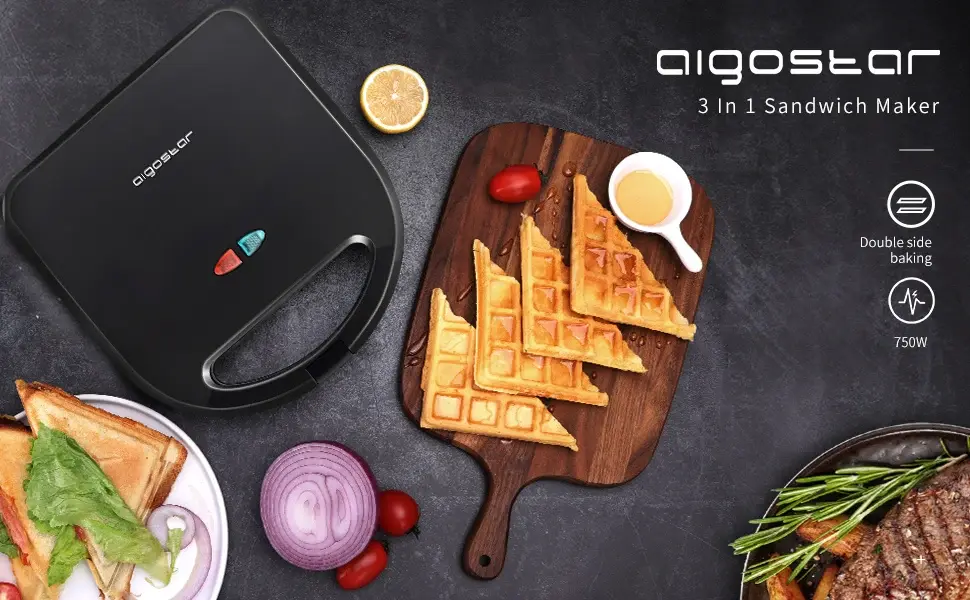 electric sandwich maker with waffle maker and removable plate