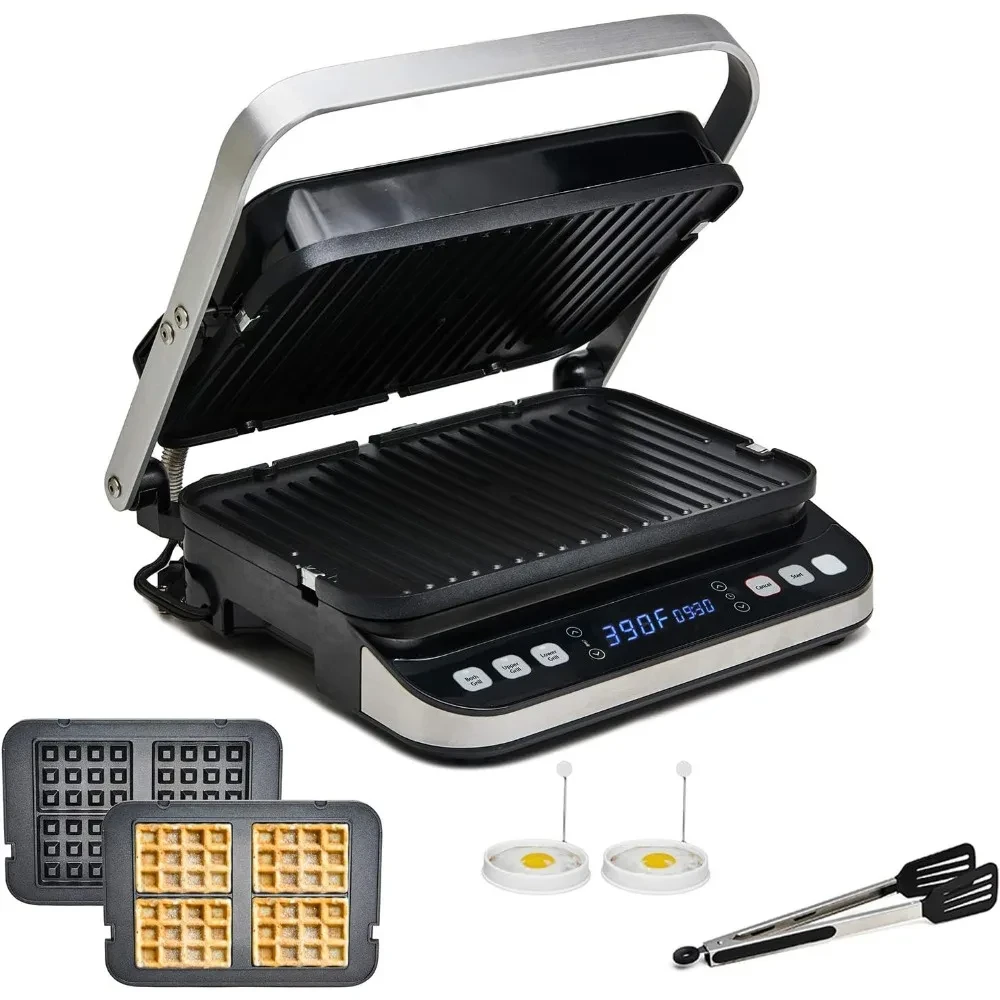 indoor electric grill with interchangeable plates for easy cleaning